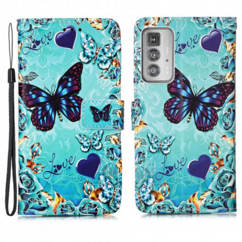 Fodral För Motorola Edge 20 Pro Love Butterflies Strappy