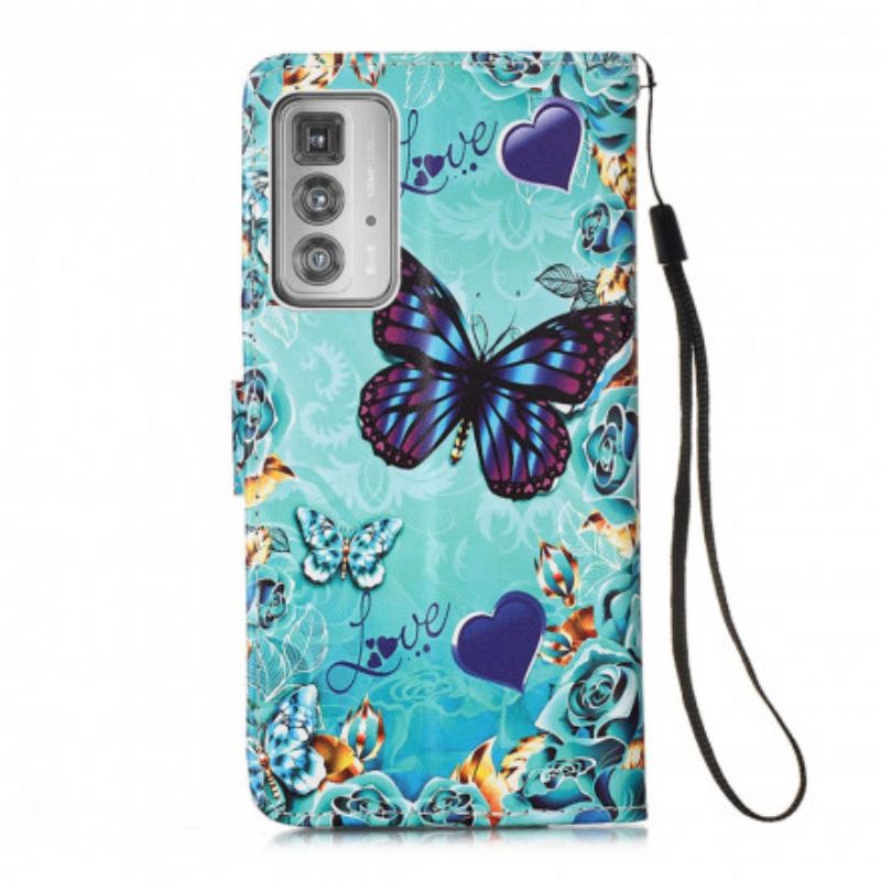 Fodral För Motorola Edge 20 Pro Love Butterflies Strappy