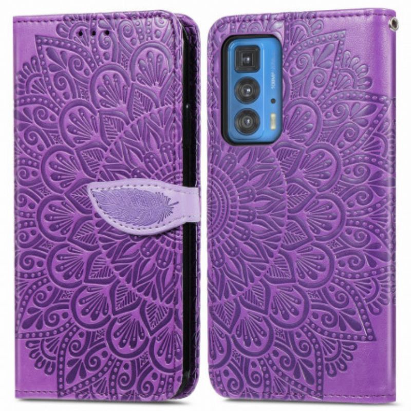 Läderfodral Motorola Edge 20 Pro Telefonfodral Fjädermandala