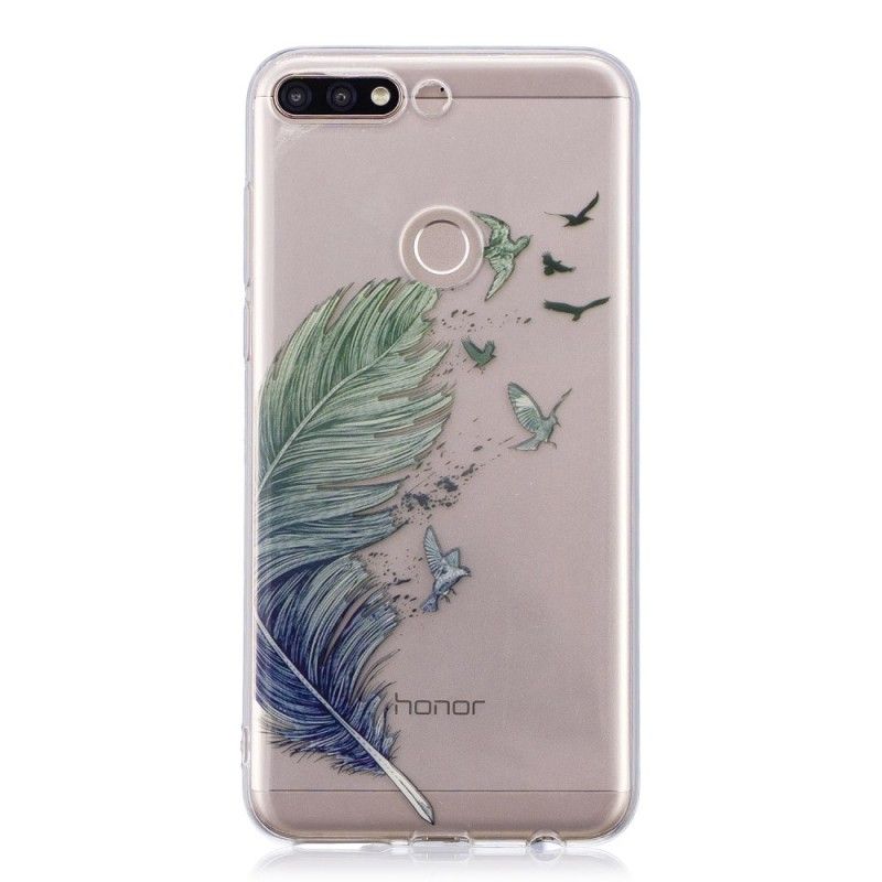 Skal för Honor 7C Transparent Färgad Fjäder