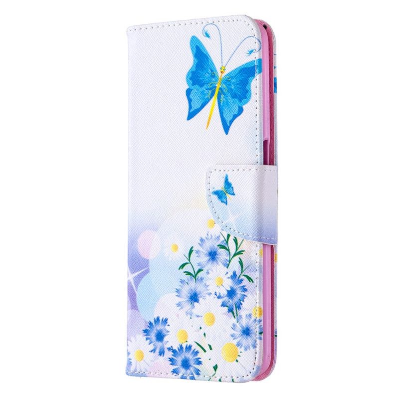 Fodral för Oppo A72 Magenta Målade Fjärilar Och Blommor