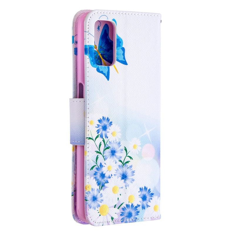 Fodral för Oppo A72 Magenta Målade Fjärilar Och Blommor