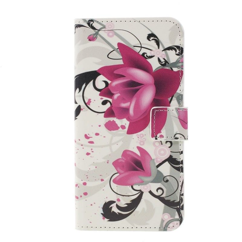 Fodral för Samsung Galaxy S10 Plus Magenta Fjärilar Och Blommor