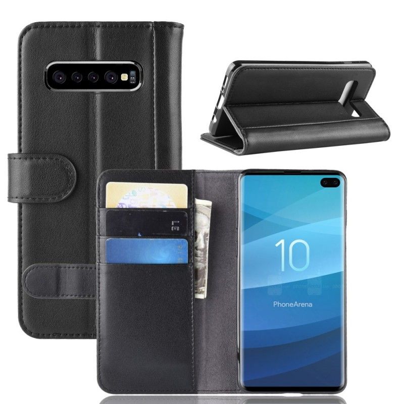 Fodral Samsung Galaxy S10 Plus Svart Delat Läder