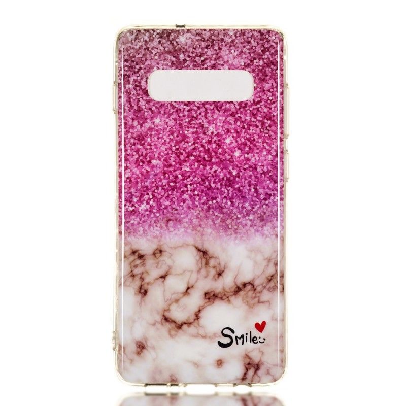 Skal Samsung Galaxy S10 Plus Glitter Och Leende I Marmor