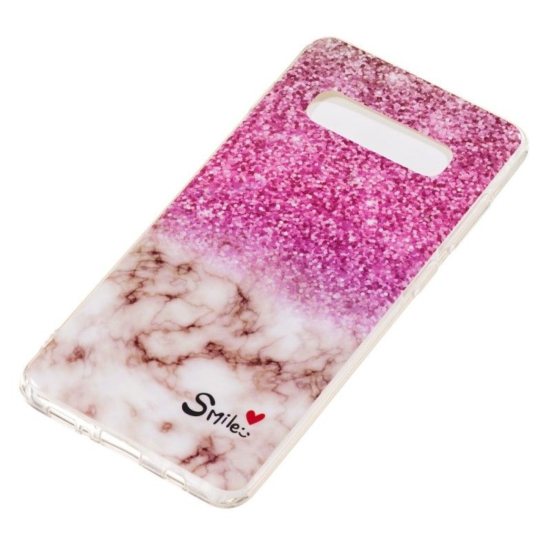 Skal Samsung Galaxy S10 Plus Glitter Och Leende I Marmor