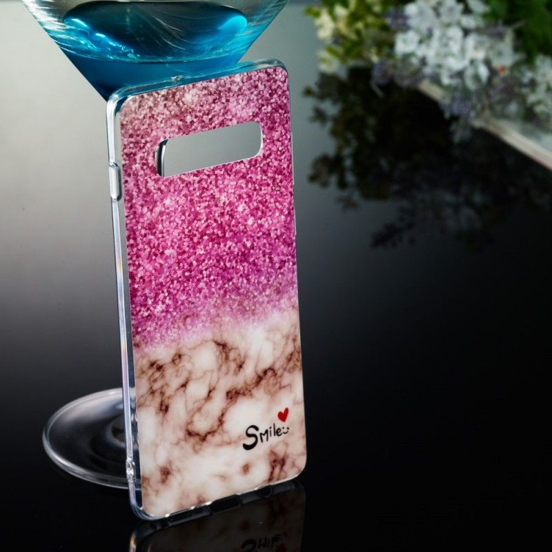 Skal Samsung Galaxy S10 Plus Glitter Och Leende I Marmor