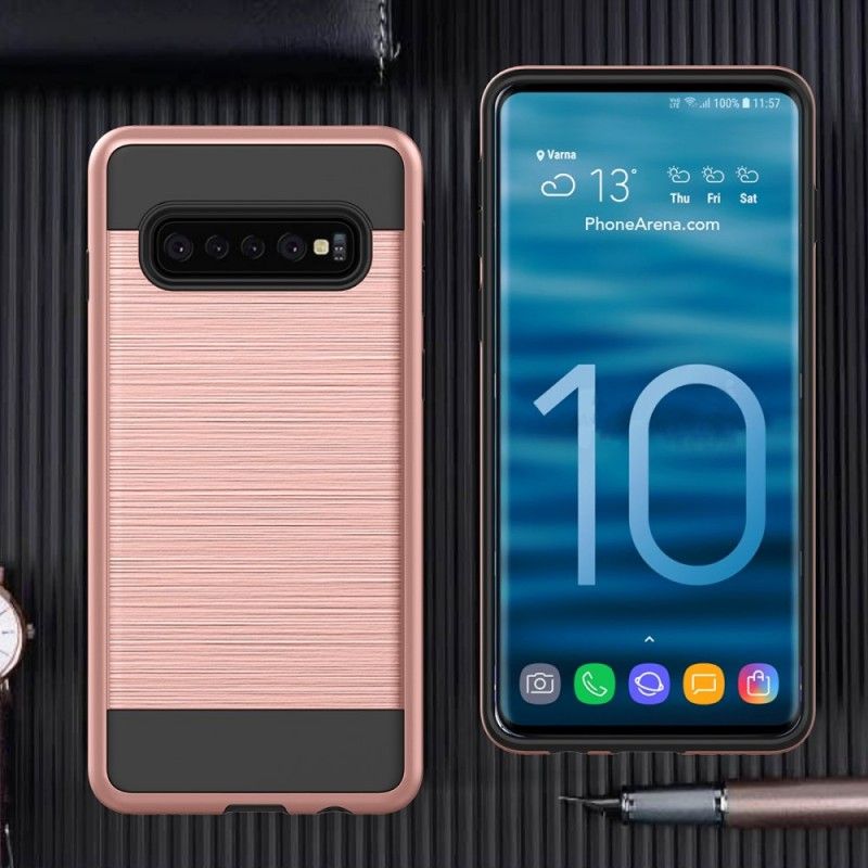 Skal Samsung Galaxy S10 Plus Svart Borstad Kolfiber