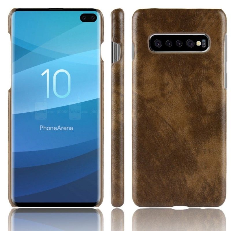 Skal Samsung Galaxy S10 Plus Svart Lychee-Lädereffekt