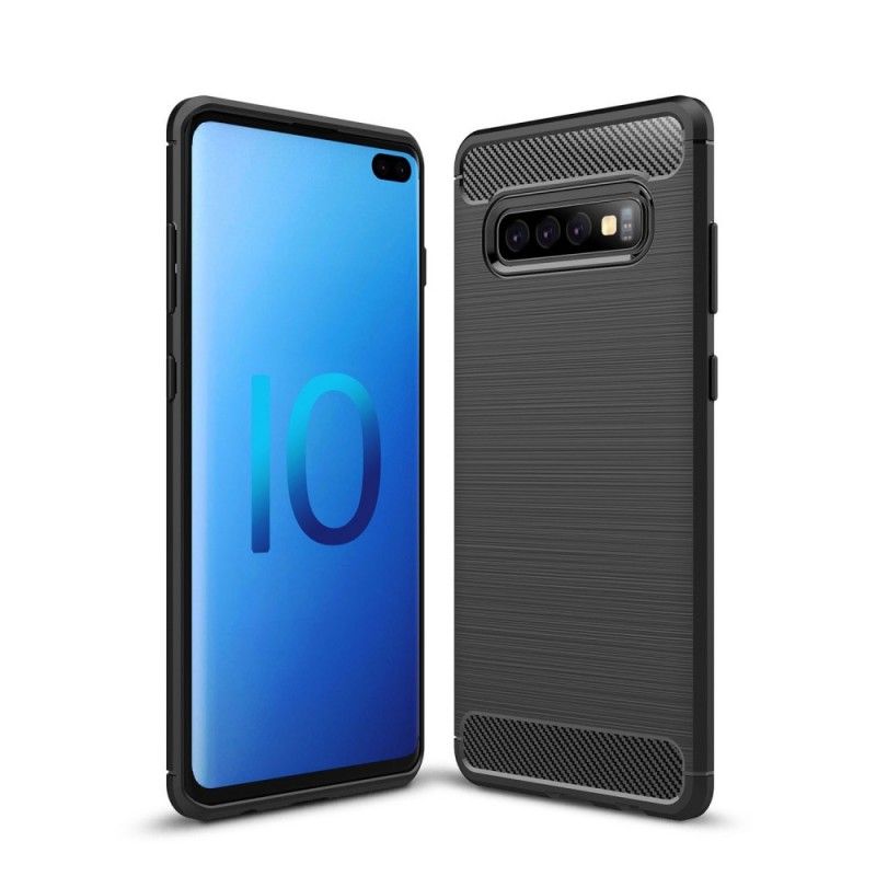 Skal Samsung Galaxy S10 Plus Svart Mobilskal Borstad Kolfiber