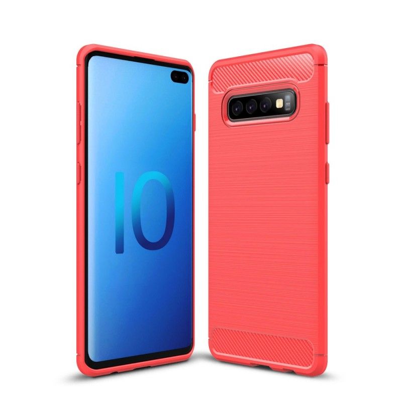 Skal Samsung Galaxy S10 Plus Svart Mobilskal Borstad Kolfiber