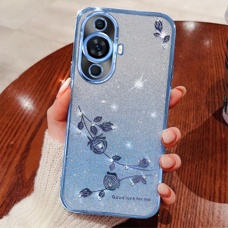 Skal För Huawei Nova 12s Blommor Och Rhinstenar