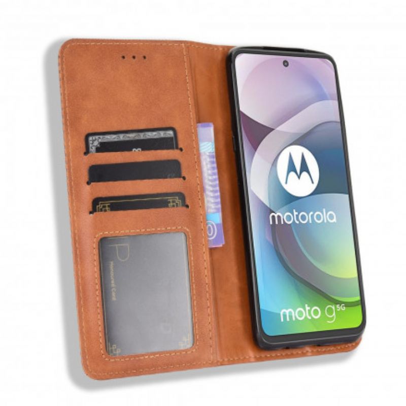 Folio-fodral Moto G 5g Stiliserad Vintage Lädereffekt