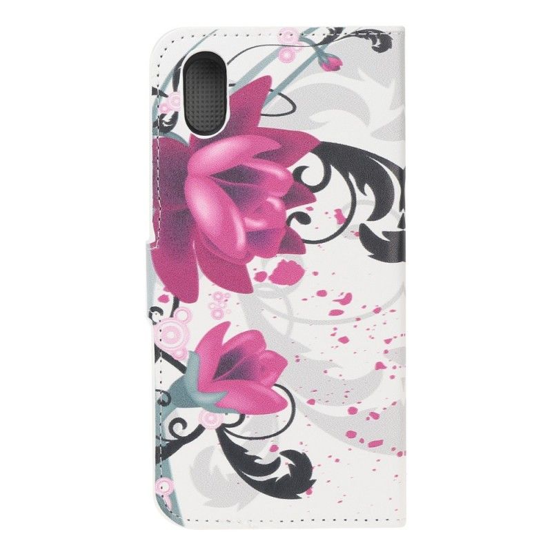 Fodral Huawei Y5 2019 Magenta Tropiska Blommor