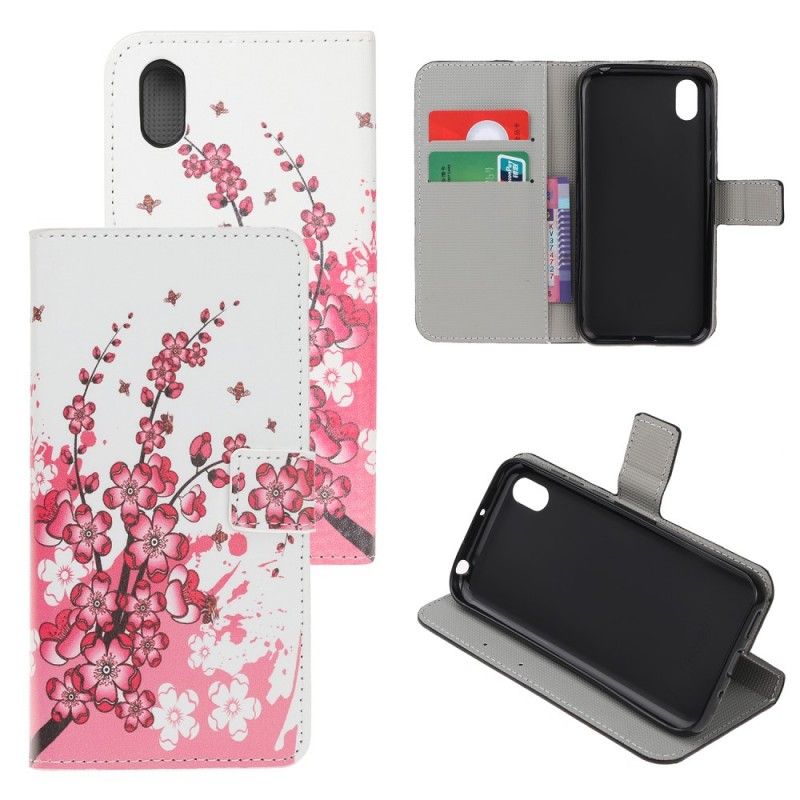 Fodral Huawei Y5 2019 Magenta Tropiska Blommor