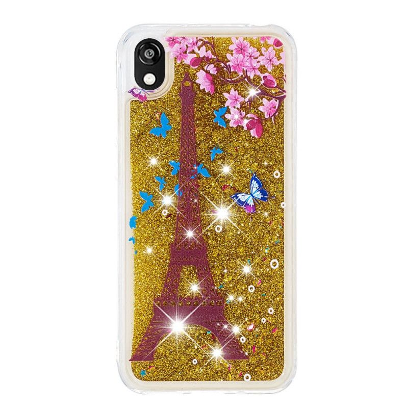 Skal för Huawei Y5 2019 Blomma Eiffeltornet Glitter