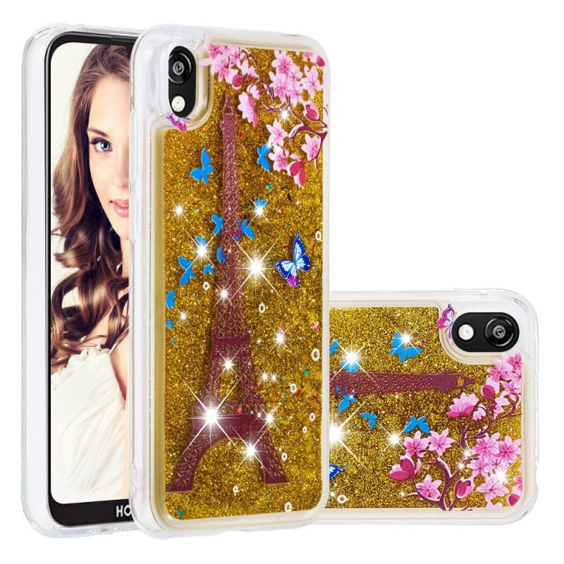 Skal för Huawei Y5 2019 Blomma Eiffeltornet Glitter