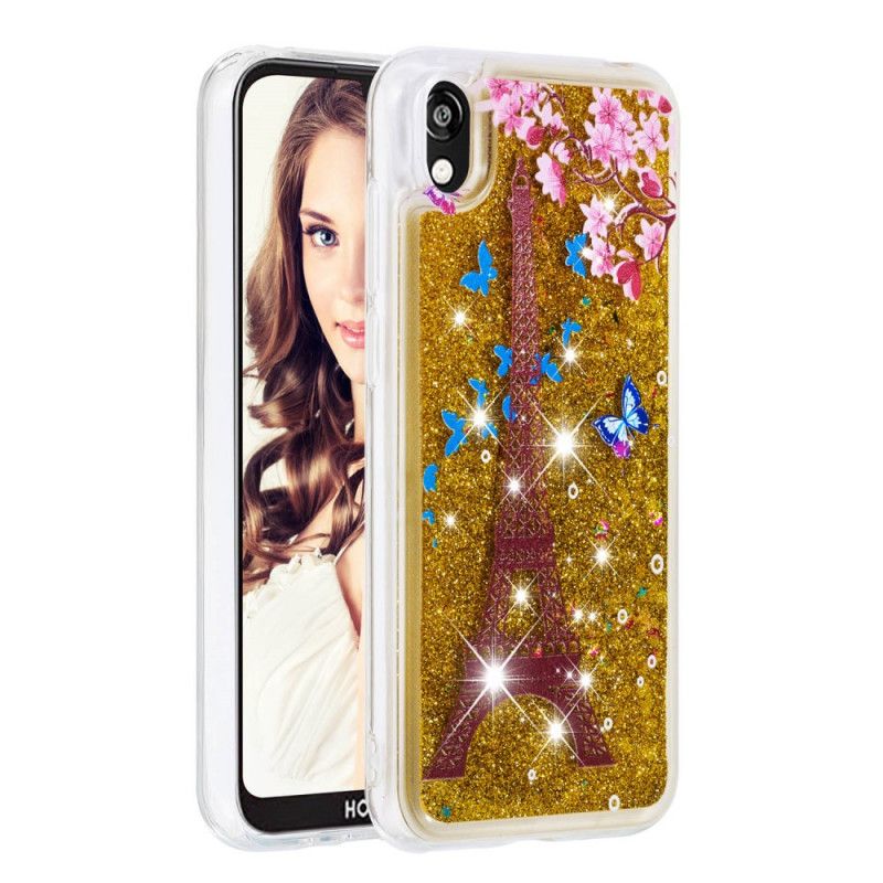 Skal för Huawei Y5 2019 Blomma Eiffeltornet Glitter