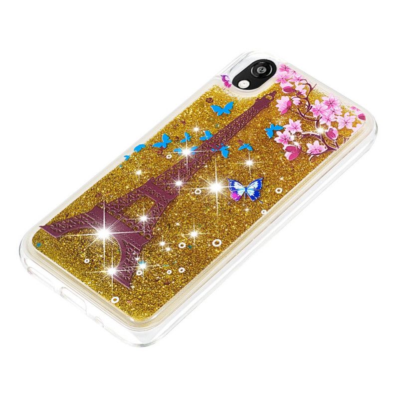 Skal för Huawei Y5 2019 Blomma Eiffeltornet Glitter