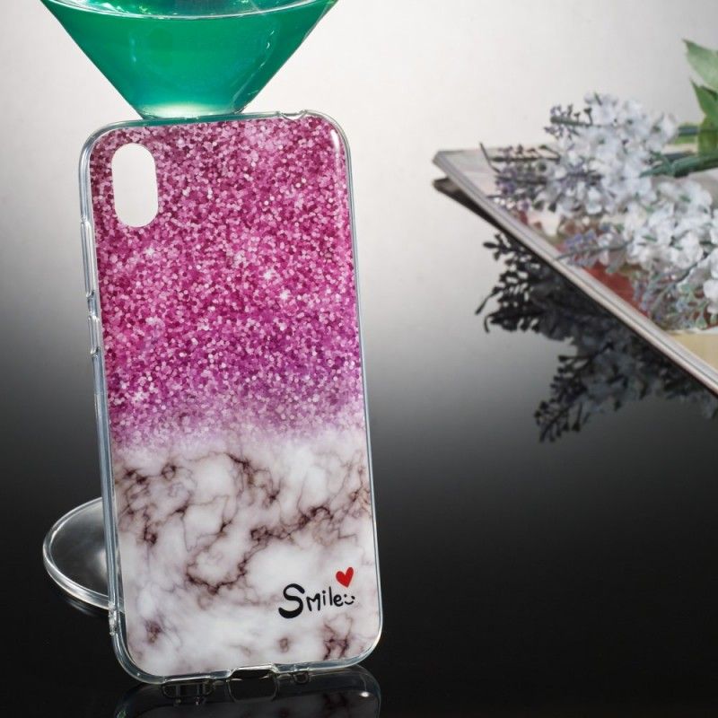 Skal Huawei Y5 2019 Glitter Och Leende I Marmor