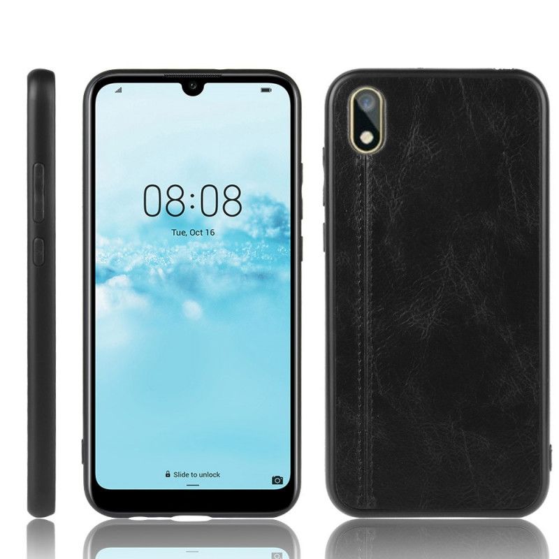 Skal Huawei Y5 2019 Svart Sydd Lädereffekt