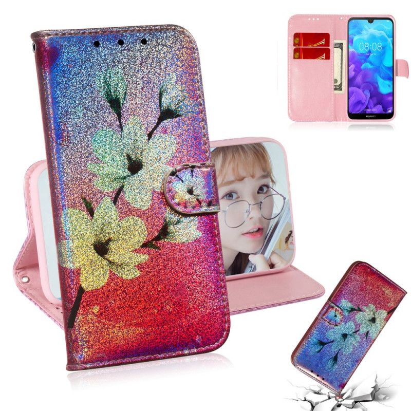 Skyddsfodral Huawei Y5 2019 Glitter Blommor