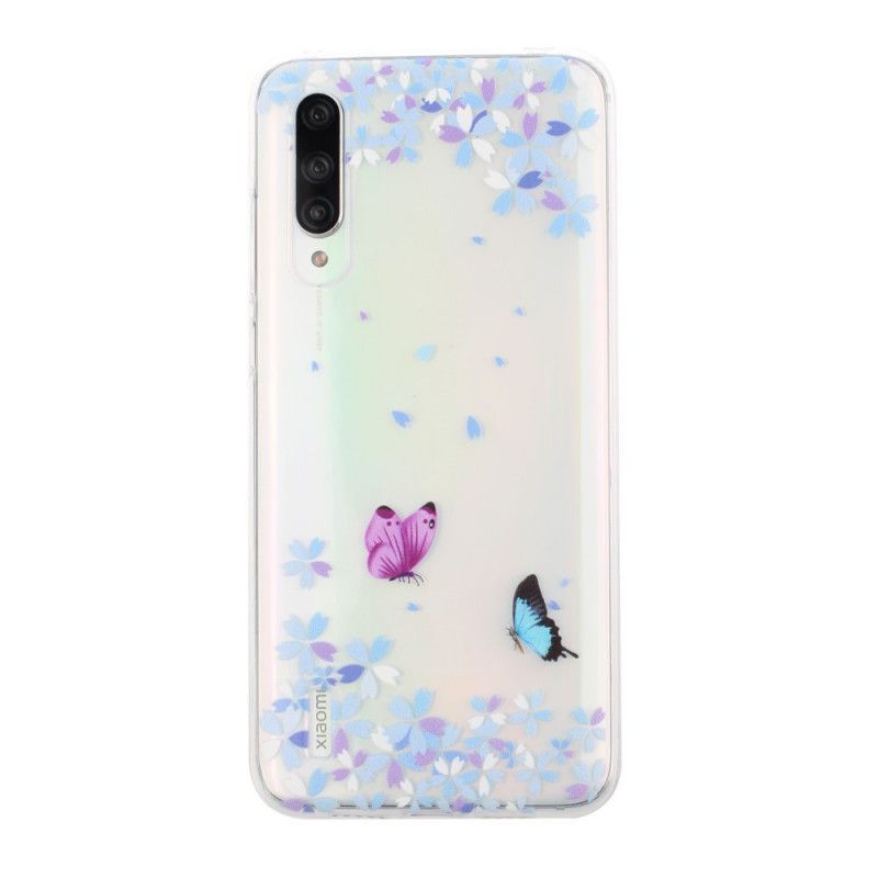 Skal Xiaomi Mi 9 Lite Genomskinliga Fjärilar Och Blommor