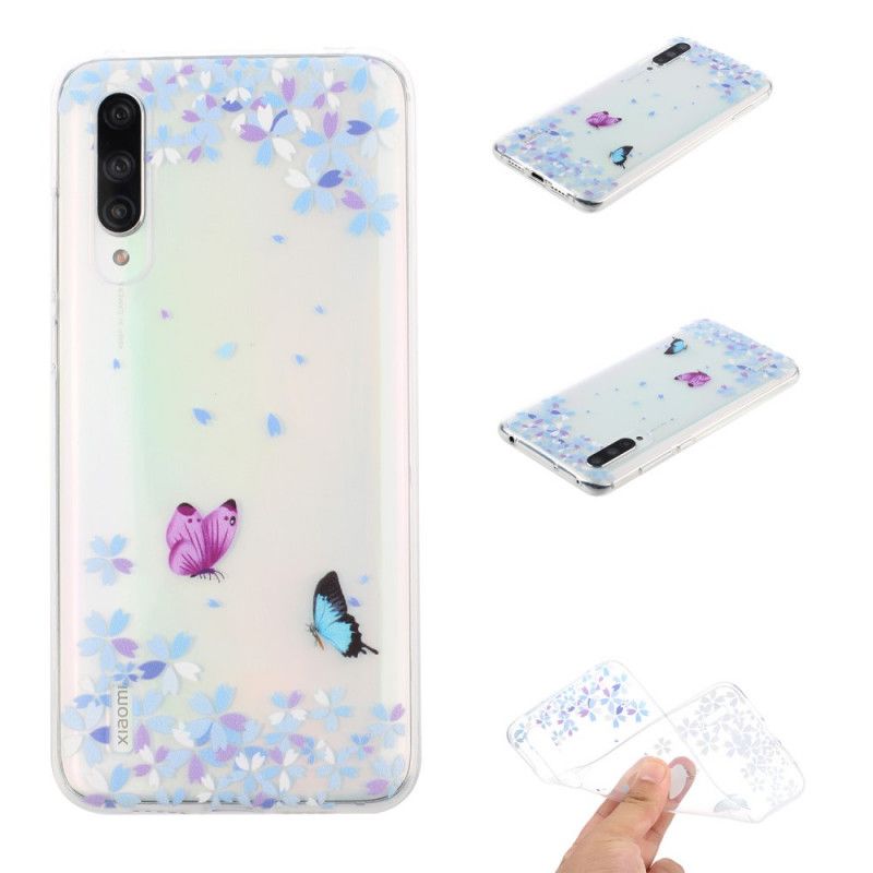 Skal Xiaomi Mi 9 Lite Genomskinliga Fjärilar Och Blommor