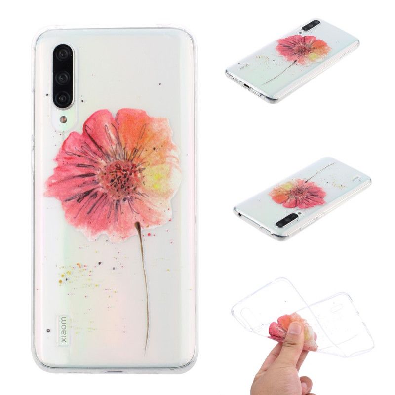 Skal Xiaomi Mi 9 Lite Transparent Vattenfärg Vallmo