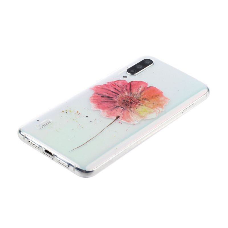 Skal Xiaomi Mi 9 Lite Transparent Vattenfärg Vallmo