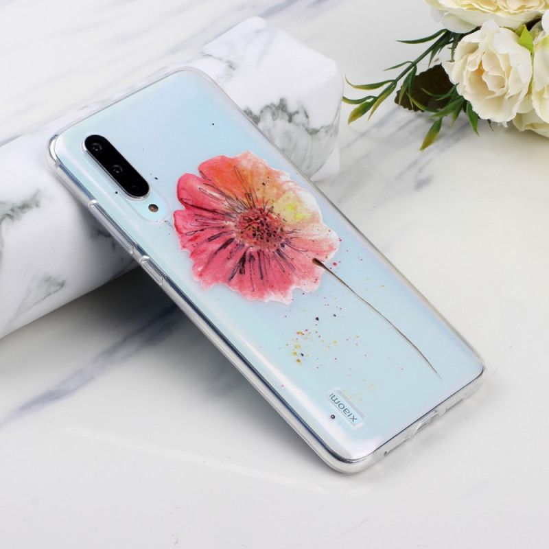 Skal Xiaomi Mi 9 Lite Transparent Vattenfärg Vallmo