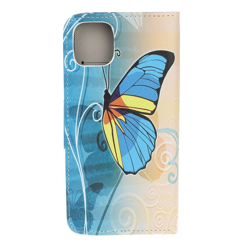 Läderfodral iPhone 13 Mini Telefonfodral Fjärilar