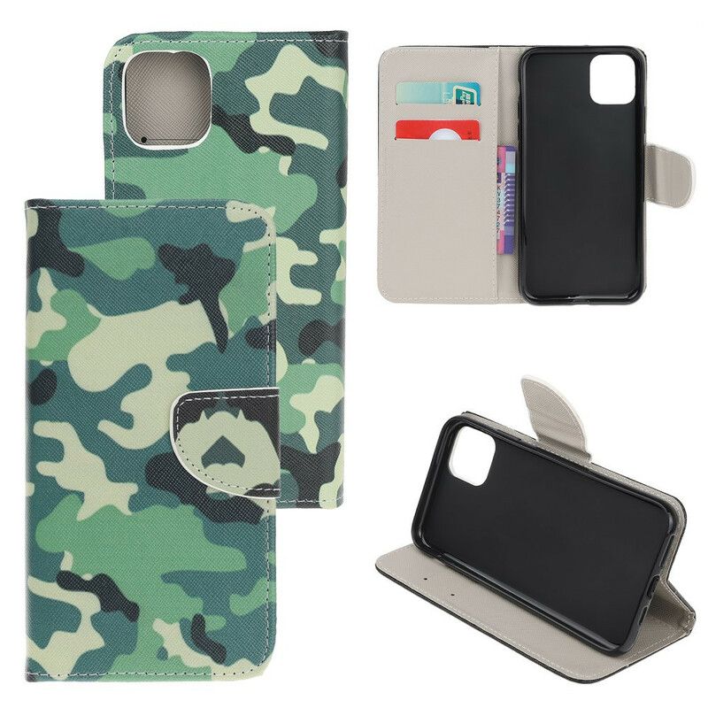 Läderfodral iPhone 13 Mini Telefonfodral Militärt Kamouflage