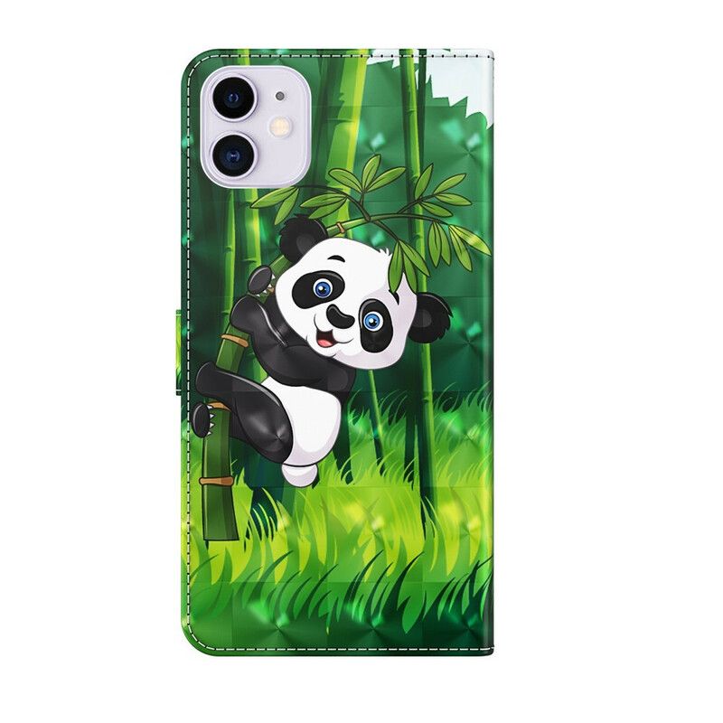 Läderskal Fodral iPhone 13 Mini Panda Och Bambu