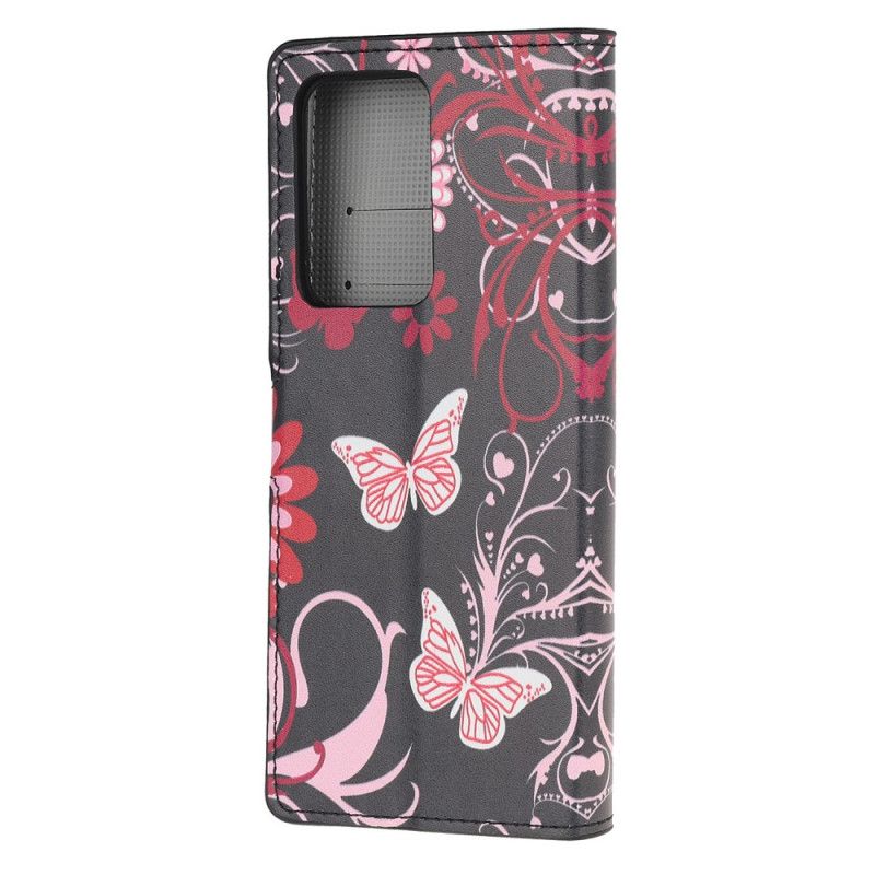 Fodral Samsung Galaxy S20 Ultra Vit Fjärilar Och Blommor