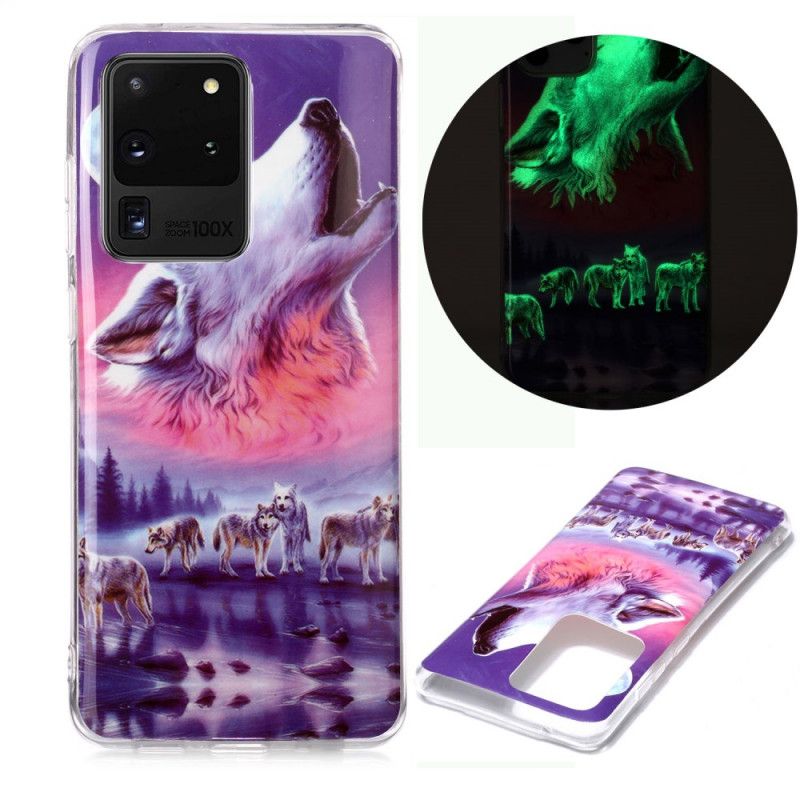 Skal Samsung Galaxy S20 Ultra Vit Fluorescerande Vargserie