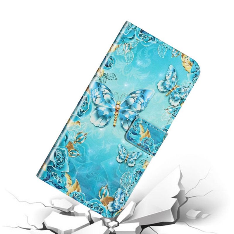 Skyddsfodral Samsung Galaxy S20 Ultra Fjärilar Och Blommor På Blå Bakgrund