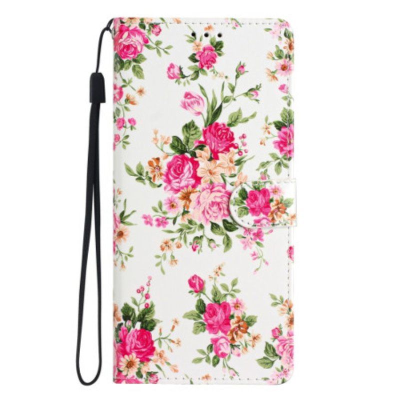 Folio-fodral Oppo Reno 8 Lite Med Kedjar Rem Liberty Flowers