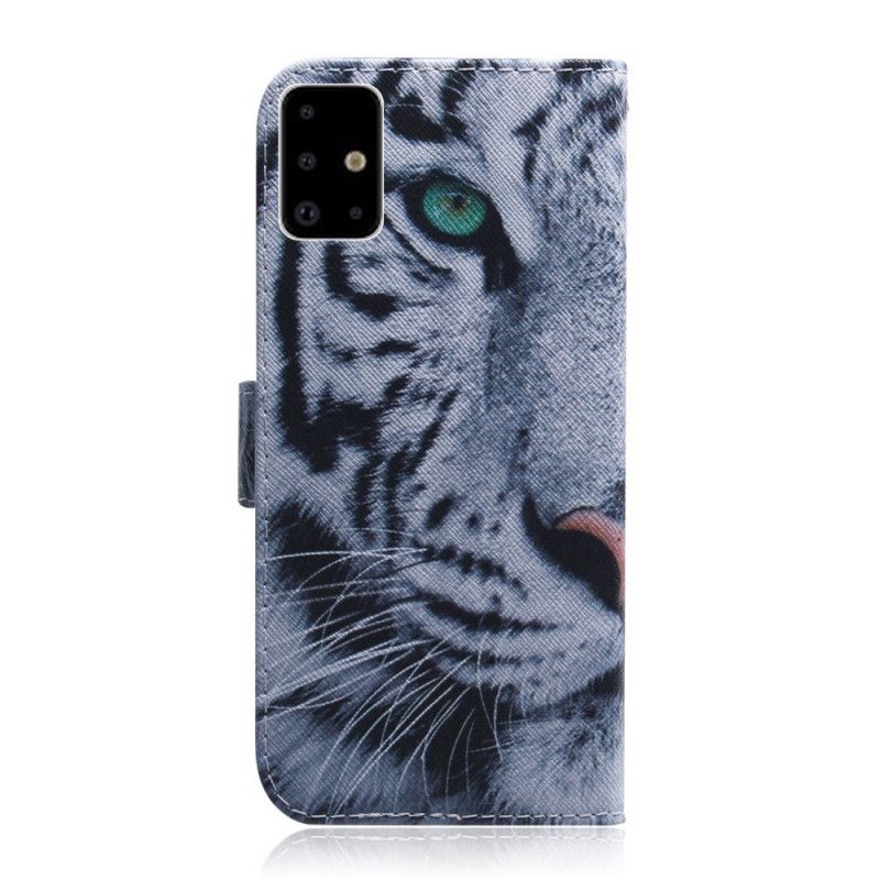 Läderskal Samsung Galaxy A71 Tiger Ansikte