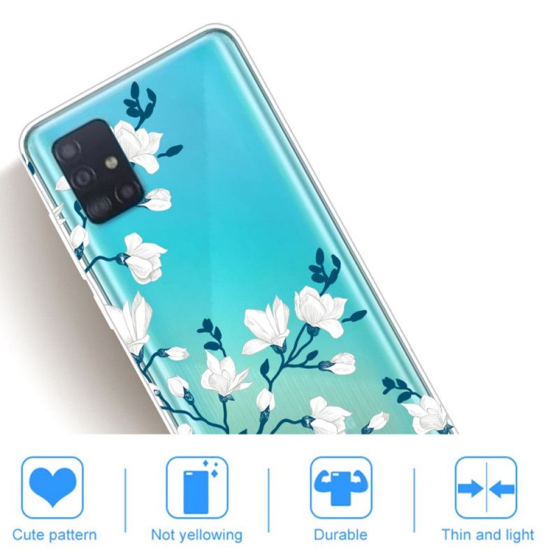 Skal Samsung Galaxy A71 Mobilskal Vita Blommor