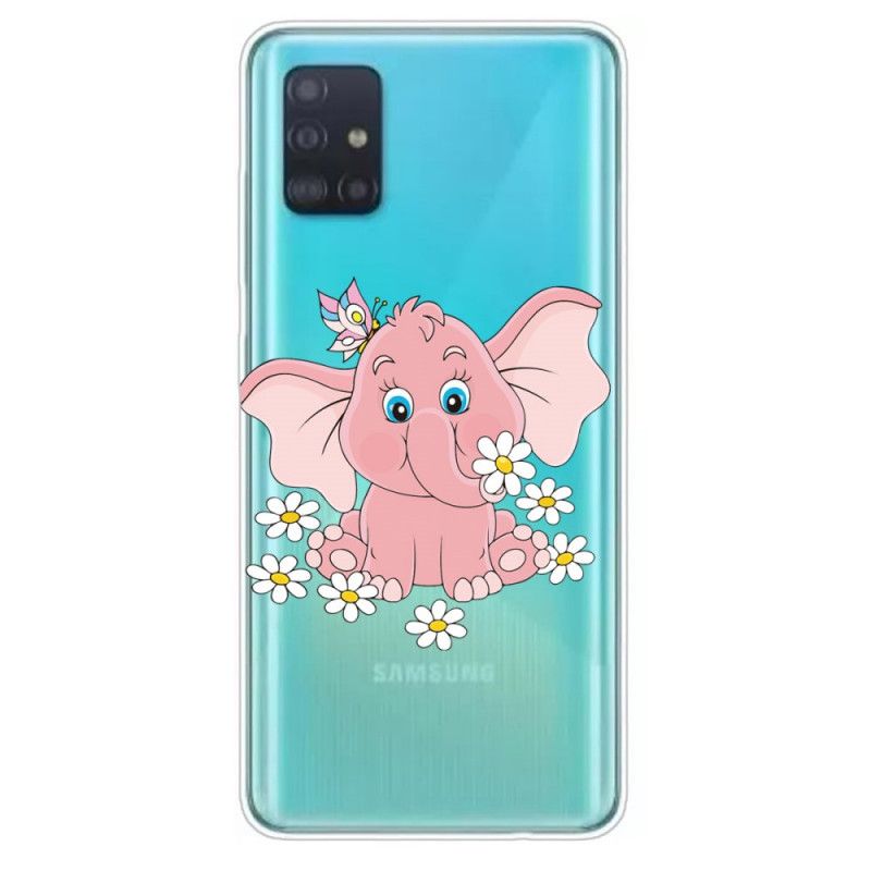 Skal Samsung Galaxy A71 Transparent Rosa Elefant