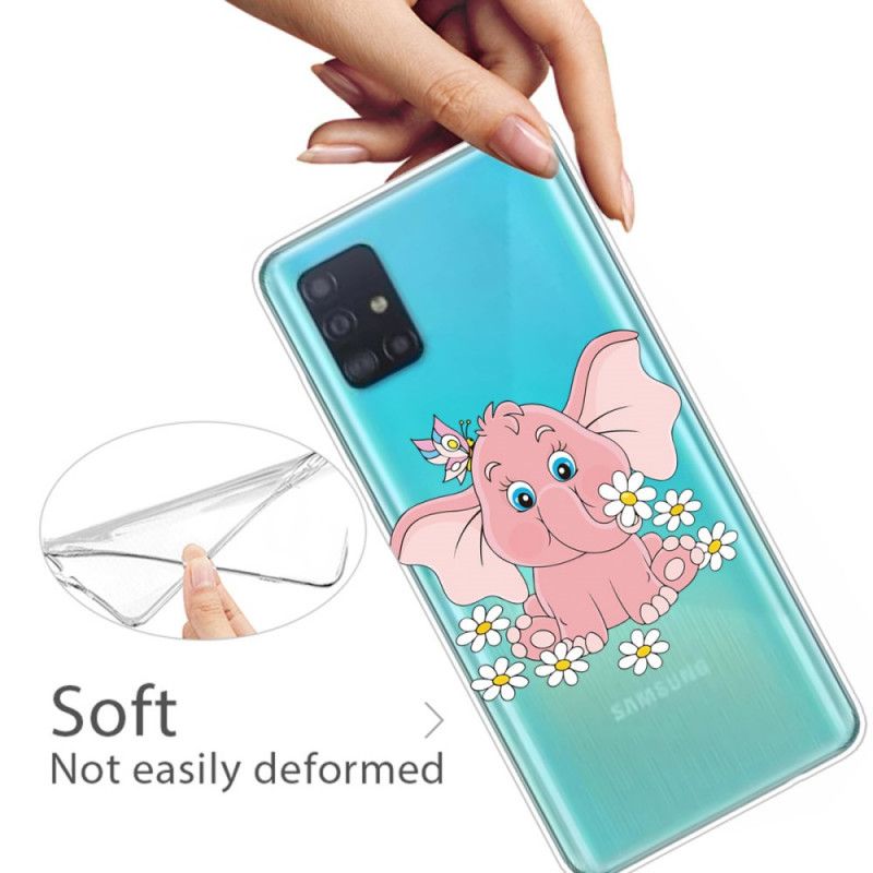 Skal Samsung Galaxy A71 Transparent Rosa Elefant