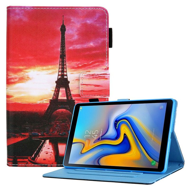 Läderskal Fodral Samsung Galaxy Tab A7 Lite Sunset Eiffeltornet