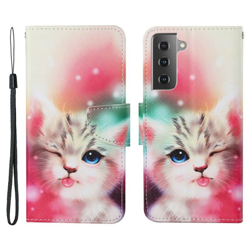 Fodral För Samsung Galaxy S21 Fe Tales Of Cat With Lanyard