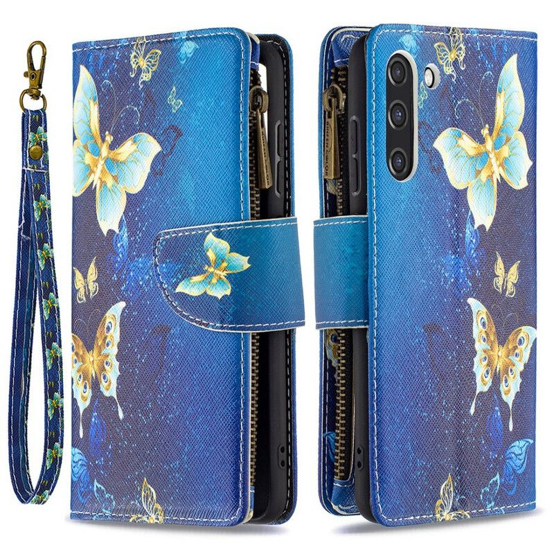 Fodral Samsung Galaxy S21 Fe Butterflies Butterflies Zip-ficka