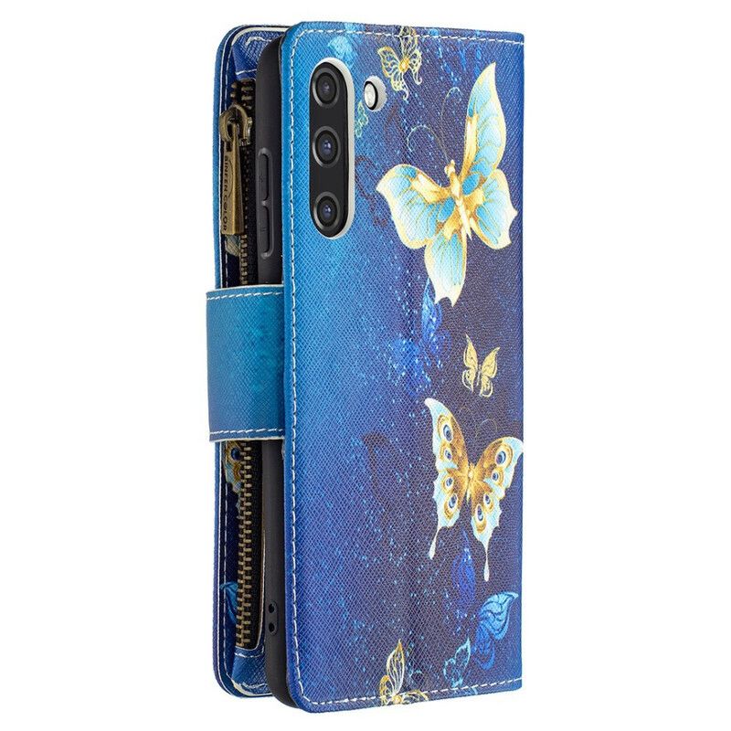 Fodral Samsung Galaxy S21 Fe Butterflies Butterflies Zip-ficka