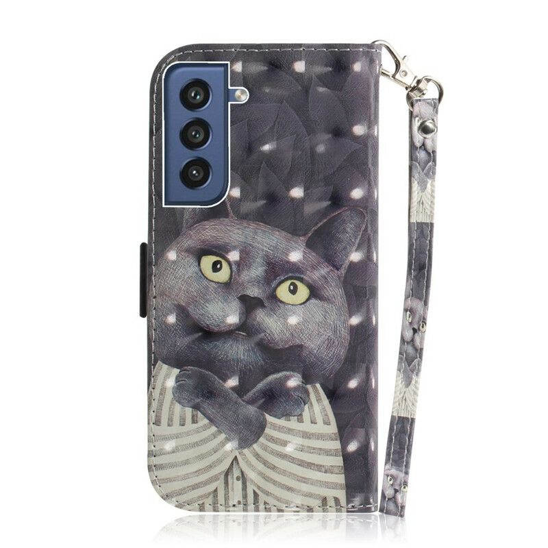 Fodral Samsung Galaxy S21 Fe Grey Strappy Cat