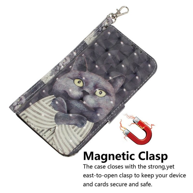 Fodral Samsung Galaxy S21 Fe Grey Strappy Cat