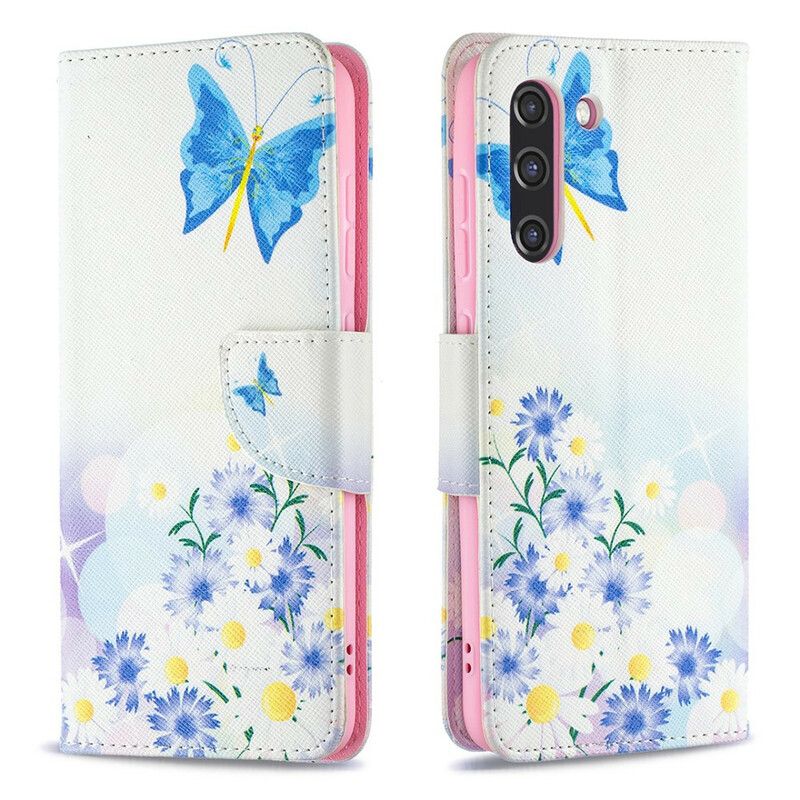 Fodral Samsung Galaxy S21 Fe Målade Fjärilar Och Blommor