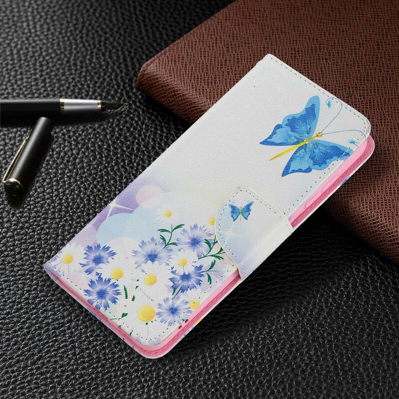 Fodral Samsung Galaxy S21 Fe Målade Fjärilar Och Blommor